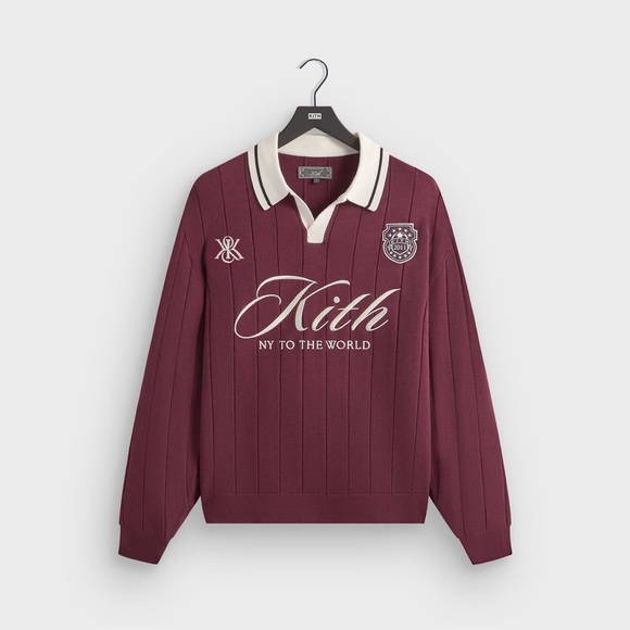 Kith Other - Kith Rugby Pullover Sweater in Essence (Maroon) Viscose Blend Satin Logo Size XL